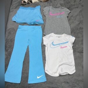 Nike Kids 4-Piece Matching Set in Blue, Gray, White with Pink Accents
